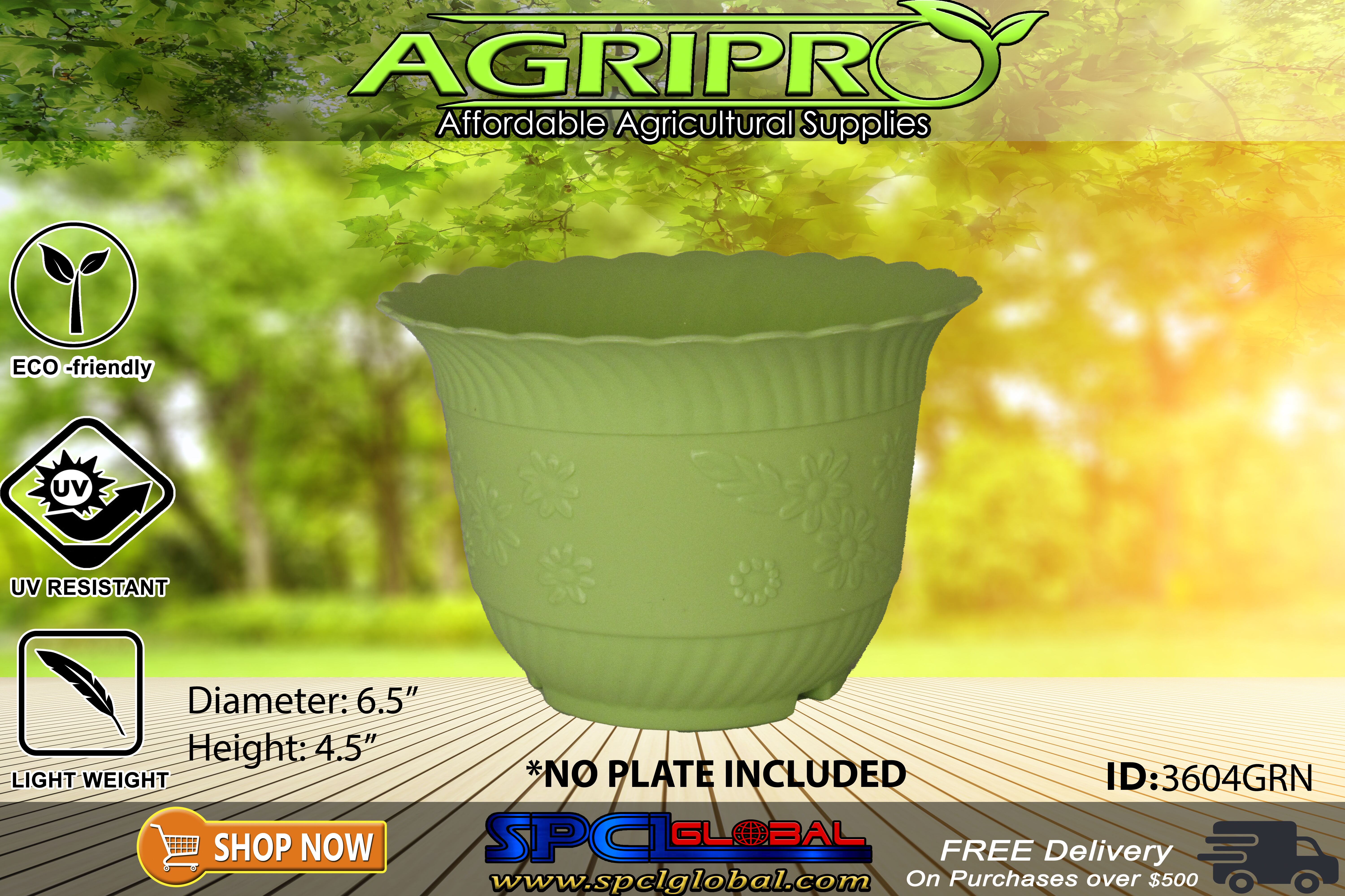 GREEN FLOWER POT 6.5" X 4.5"