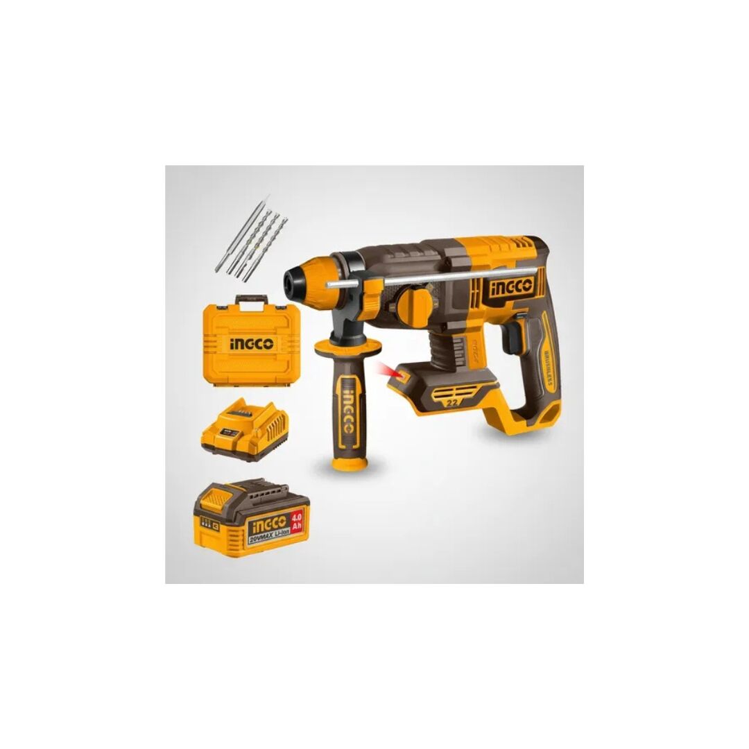 INGCO 20V Brushless 7/8" Cordless Rotary Hammer Drill – 2.0J SDS Plus | 2 × 4.0Ah Batteries - Image 4