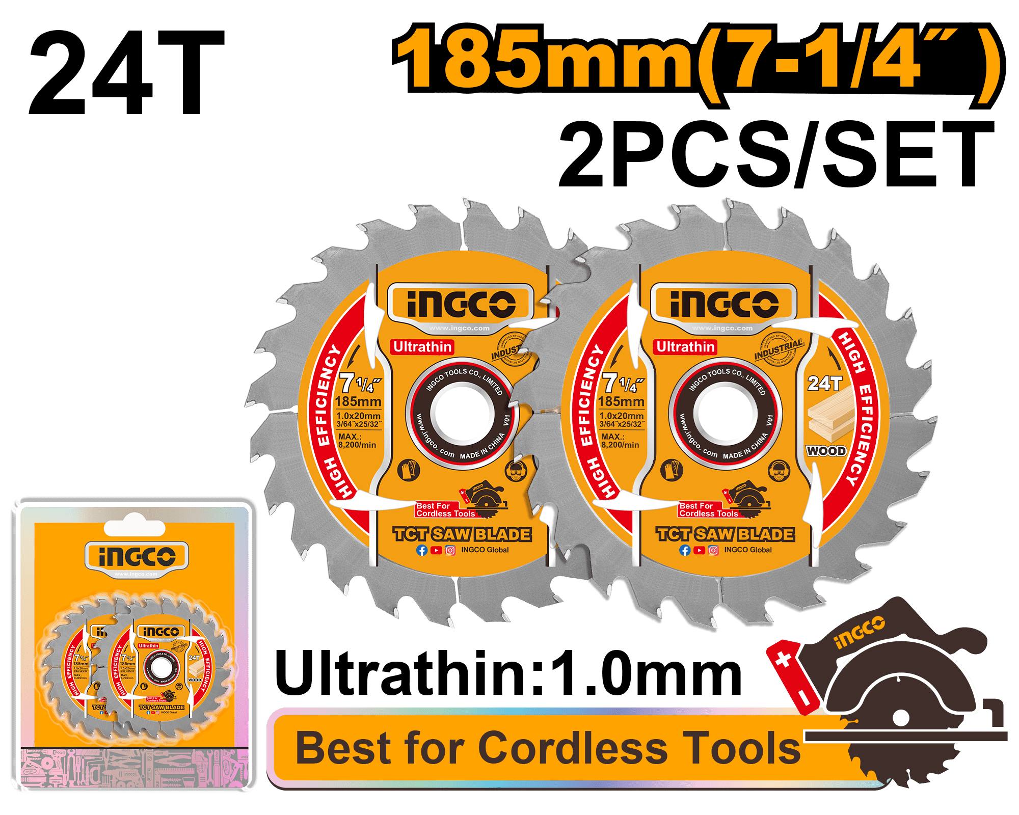 7-1/4" Circular Saw Blade - 24T (2PCS/SET)