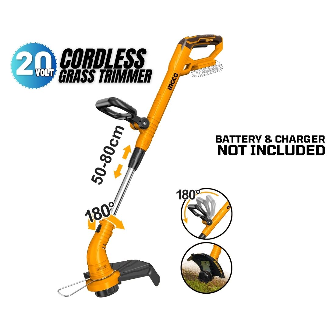 INGCO 20V Cordless Grass Trimmer – Tool Only  (Battery & Charger Sold Separately)