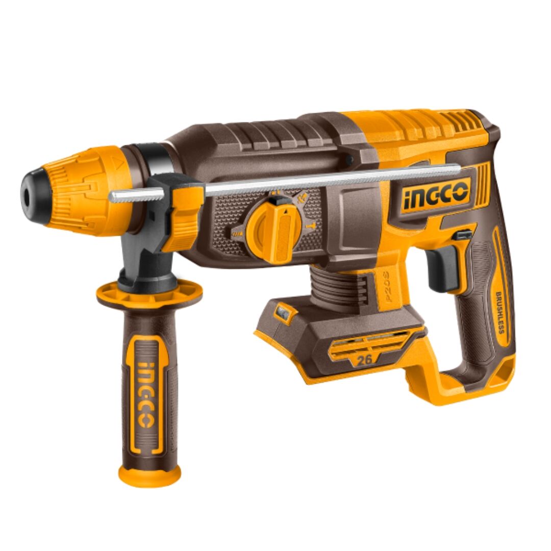 INGCO 20V Brushless 5Pc Cordless Tool Combo Kit โ Drill, Impact Wrench, Rotary Hammer, Grinder & Work Light | 2 Batteries - Image 6