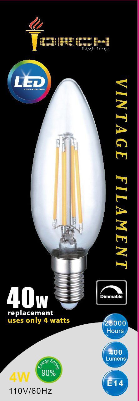 LED VINTAGE DIMMABLE CANDLE FILAMENT E-14 3000K