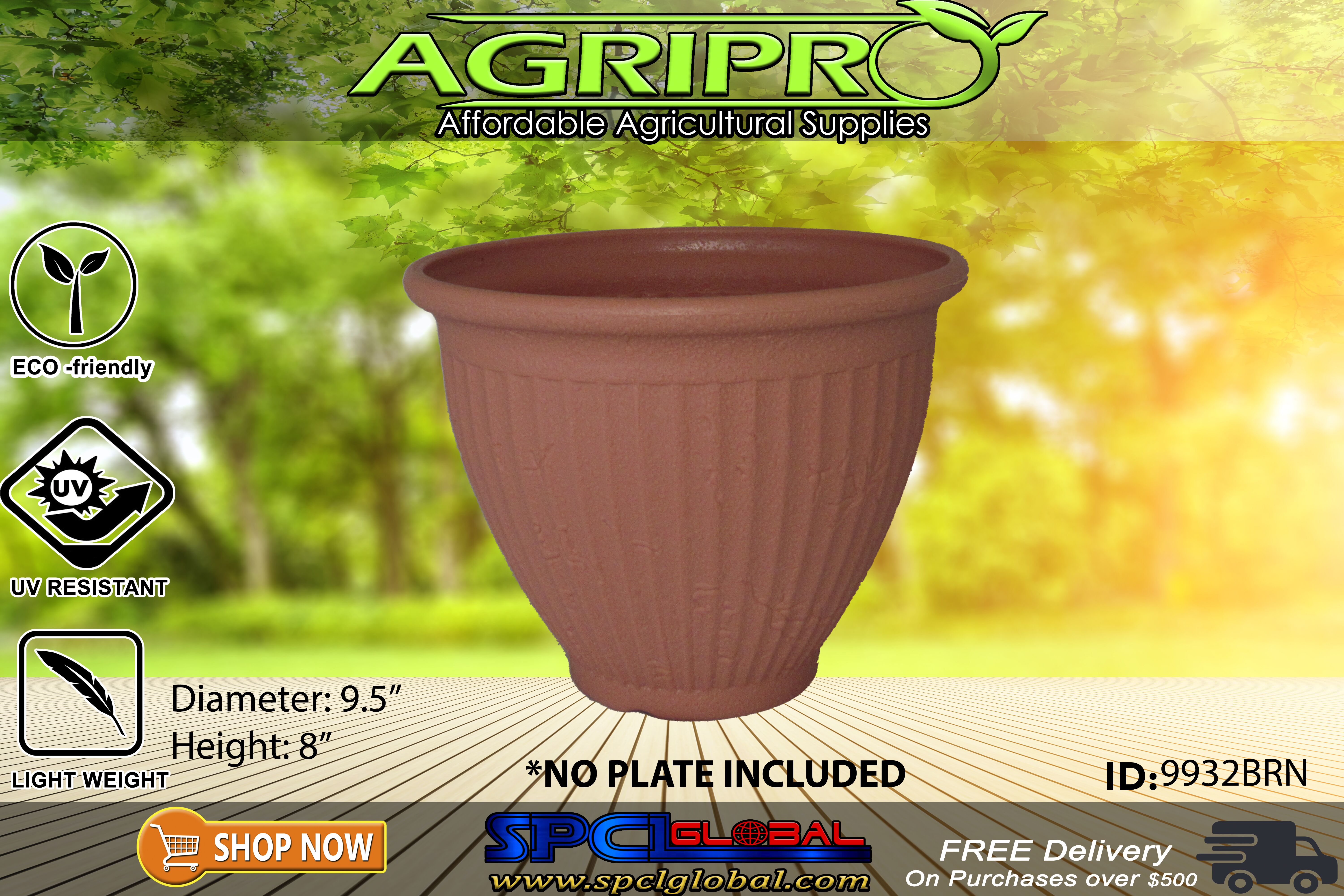 BROWN FLOWER POT 9.5" X 8"