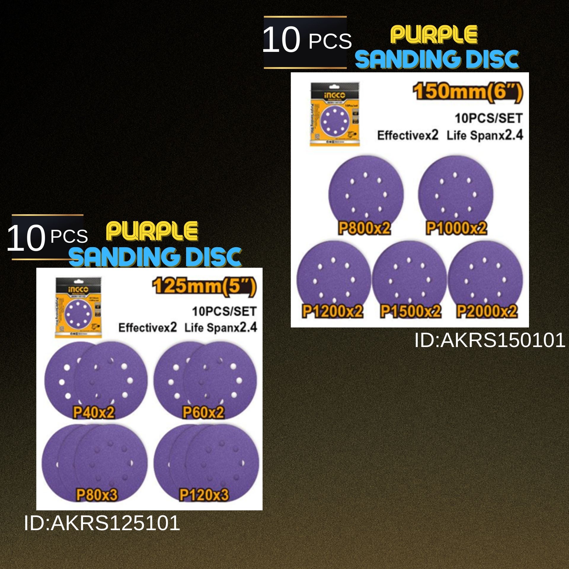 INGCO PURPLE SANDING DISC (10pcs)
