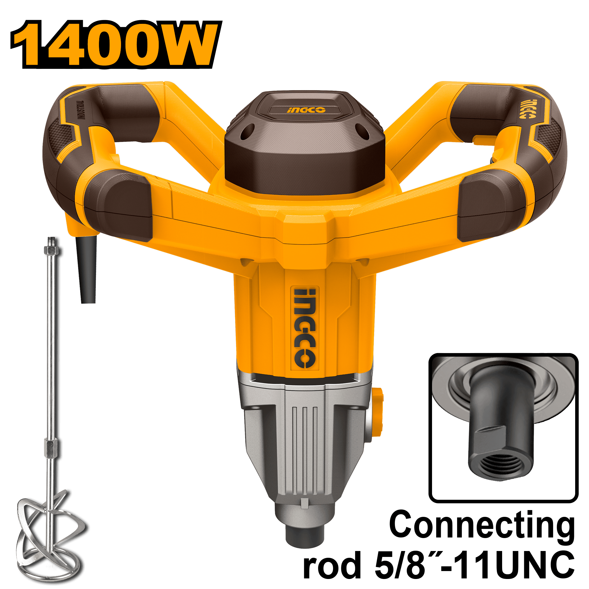 INGCO 1400W Electric Mixer with Aluminum Gear Box