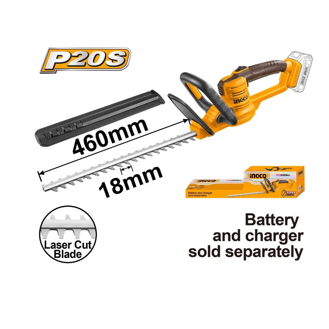 INGCO 20V Cordless Hedge Trimmer – 18" Tool Only