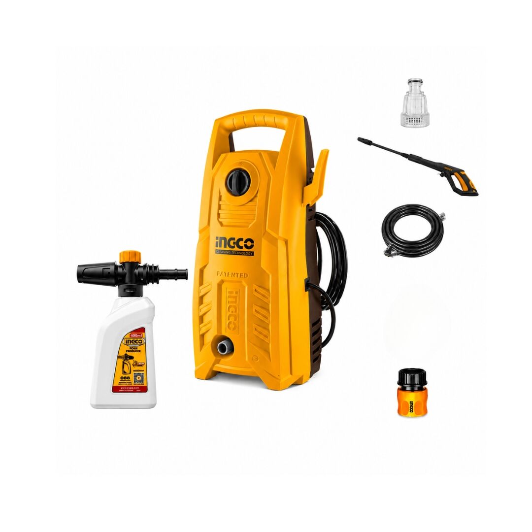 INGCO 1900 PSI Electric Pressure Washer Combo Kit (UHPWR14008) β Foam Bottle Included