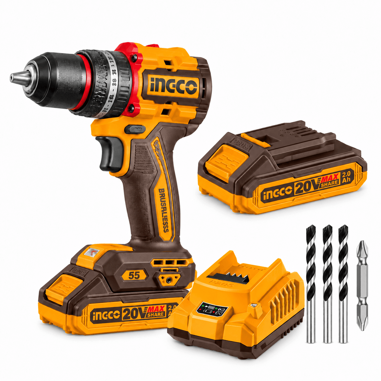 INGCO 20V Compact Brushless Cordless Impact Drill – Battery and Charger Included